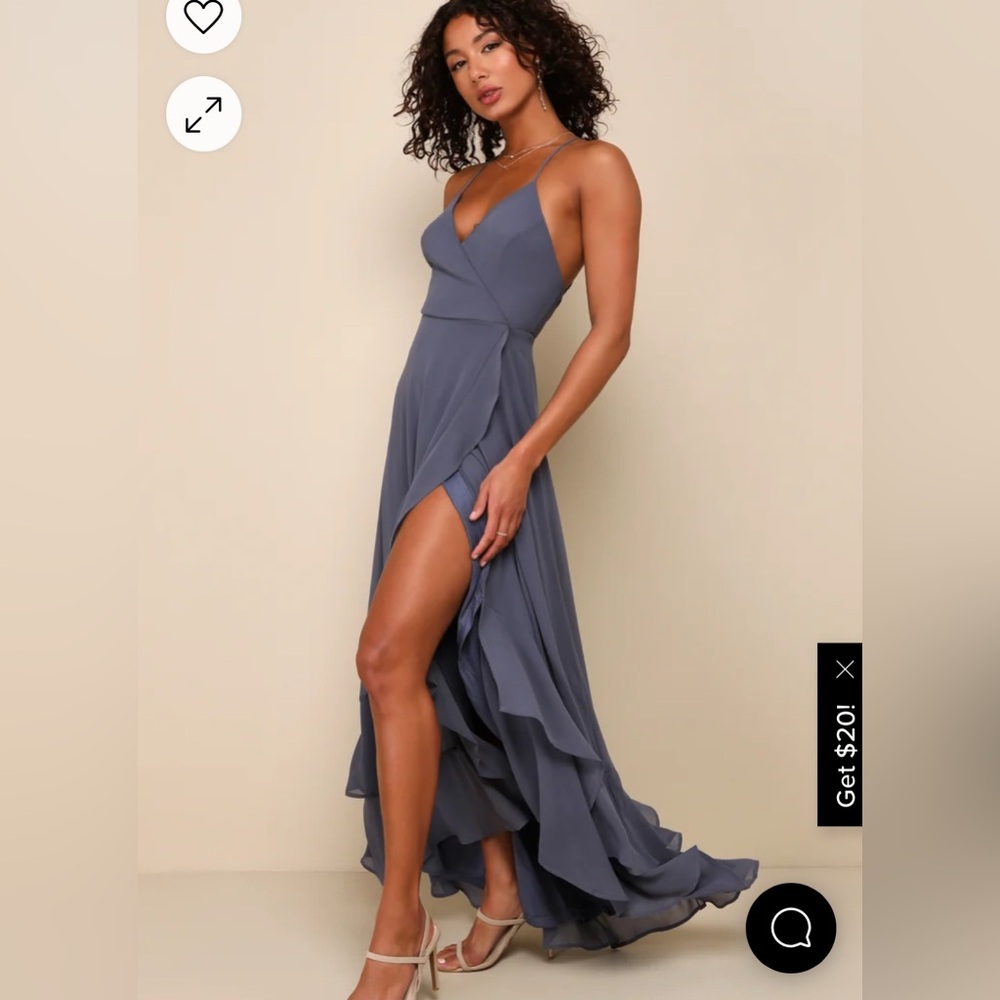 In Love Forever Granite Blue Lace-Up High-Low Maxi Dress